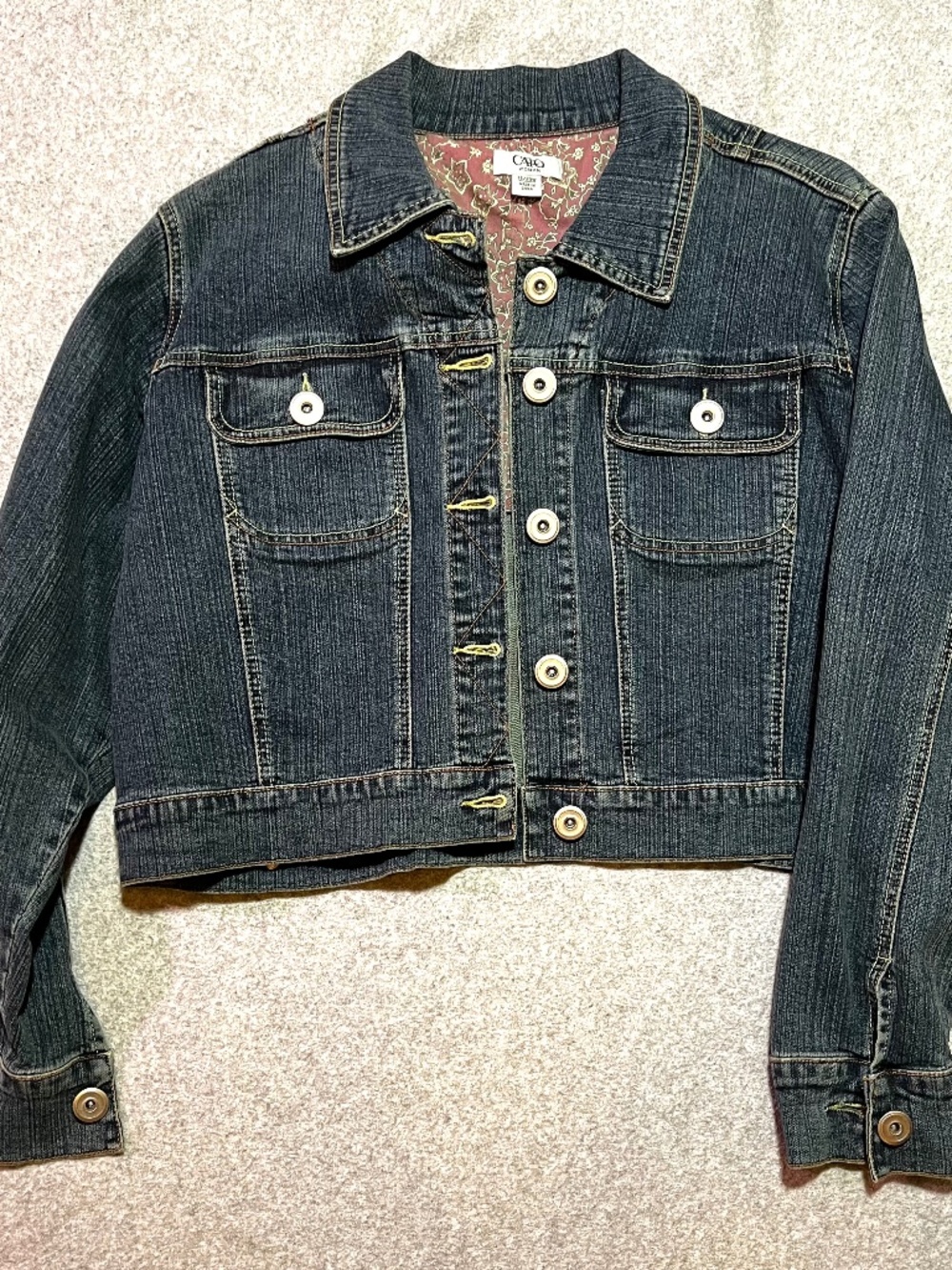 Vintage CATO women's denim crop jacket size 18/20 with embroidered heart on back